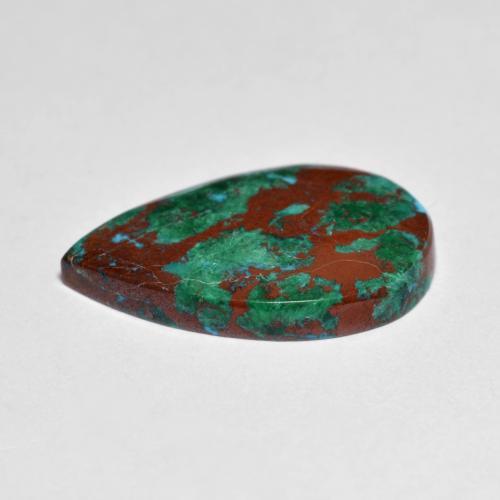 5.19캐럿 천연 멀티컬러 크리소콜라, 배 모양, 17.3×11.7 mm, 불투명체