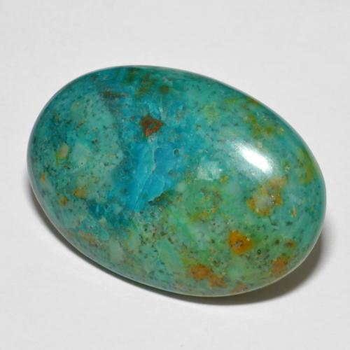 16.82캐럿 천연 멀티컬러 크리소콜라, 타원형 컷, 26.7×18 mm, 불투명체