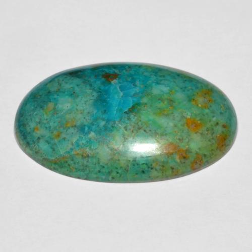 16.82캐럿 천연 멀티컬러 크리소콜라, 타원형 컷, 26.7×18 mm, 불투명체