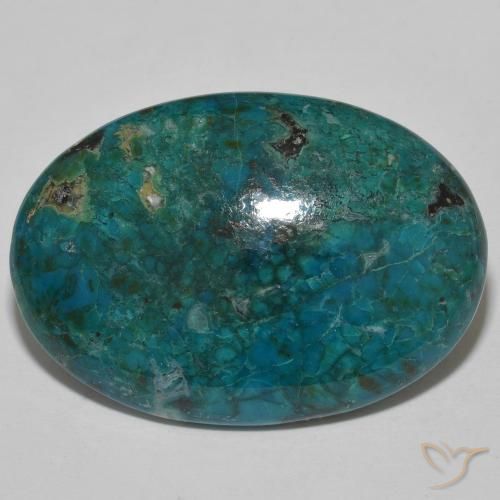 29.35캐럿 천연 멀티컬러 크리소콜라, 타원형 컷, 30.9×21.6 mm, 불투명체