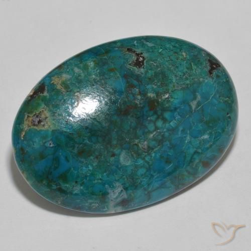 29.35캐럿 천연 멀티컬러 크리소콜라, 타원형 컷, 30.9×21.6 mm, 불투명체