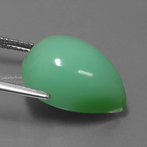 14.06캐럿 천연 그린 크리소프레이즈, 배 모양, 18.1×13.3 mm, 불투명체