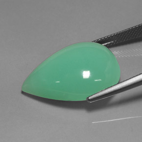 21.89캐럿 천연 그린 크리소프레이즈, 배 모양, 24.1×17.5 mm, 투명한