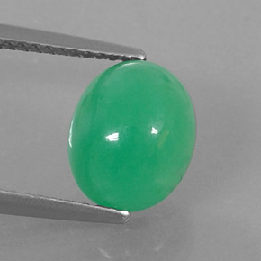 3.45캐럿 천연 그린 크리소프레이즈, 타원형 컷, 9.9×8.1 mm, 불투명체