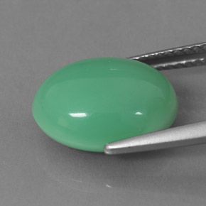 5.43캐럿 천연 그린 크리소프레이즈, 타원형 컷, 12.7×10.4 mm, 불투명체