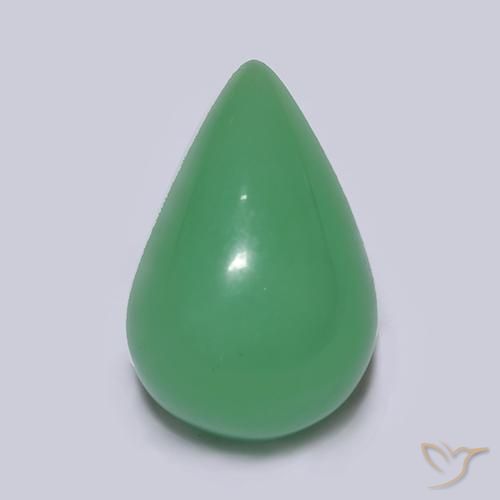 4.74캐럿 천연 따뜻한 녹색 크리소프레이즈, 배 모양, 12.6×8.3 mm, 투명한
