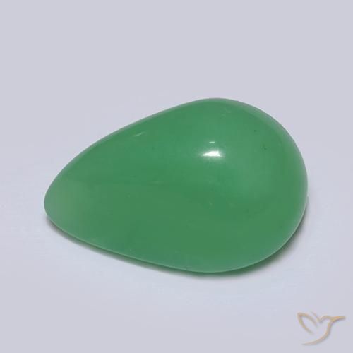 4.74캐럿 천연 따뜻한 녹색 크리소프레이즈, 배 모양, 12.6×8.3 mm, 투명한