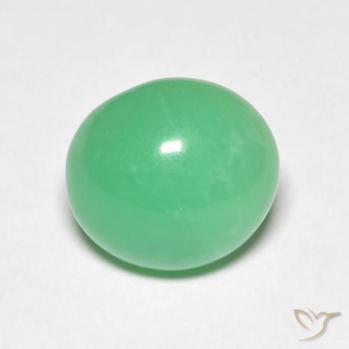 3.38캐럿 천연 옅은 황록색 크리소프레이즈, 타원형 컷, 10.1×9.2 mm, 불투명체