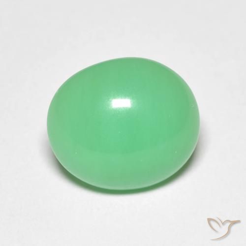 4.02캐럿 천연 옅은 황록색 크리소프레이즈, 타원형 컷, 11.1×9.7 mm, 불투명체