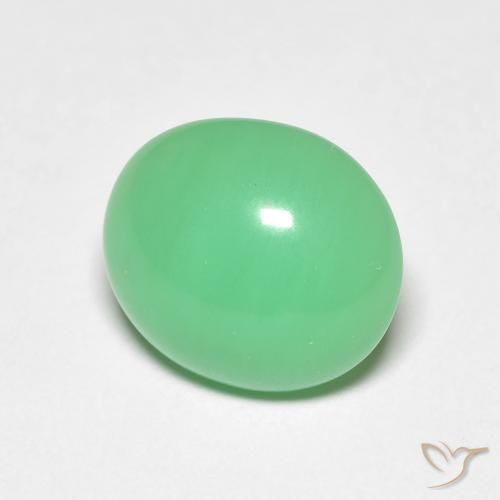 4.02캐럿 천연 옅은 황록색 크리소프레이즈, 타원형 컷, 11.1×9.7 mm, 불투명체