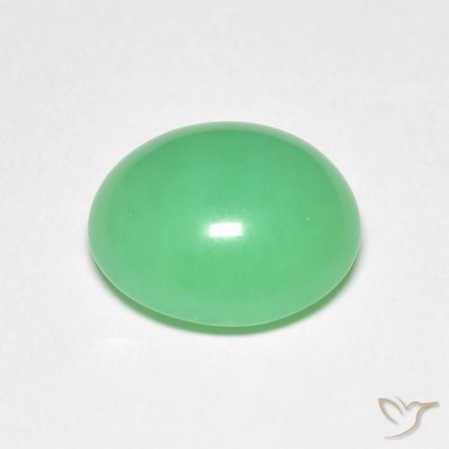 4.02캐럿 천연 옅은 황록색 크리소프레이즈, 타원형 컷, 11.1×9.7 mm, 불투명체