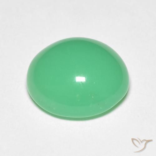5.50캐럿 천연 옅은 황록색 크리소프레이즈, 타원형 컷, 11.9×10.8 mm, 불투명체