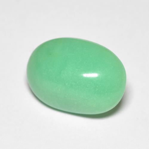 4.45캐럿 천연 라이트 그린 크리소프레이즈, 타원형 컷, 13.6×9.7 mm, 불투명체