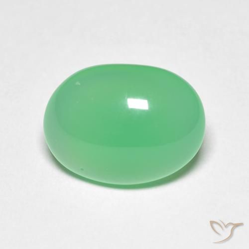 3.71ct 자연스러운 연한 초록색 크리소프레이즈, 타원형, 투명한