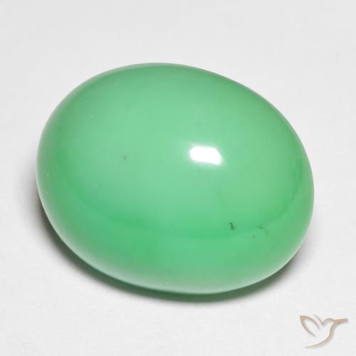 15.90캐럿 천연 라이트 샴록 그린 크리소프레이즈, 타원형 컷, 17.8×14.4 mm, 불투명체