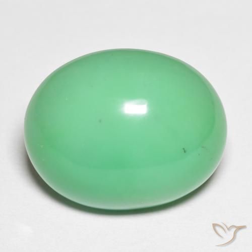 15.90캐럿 천연 라이트 샴록 그린 크리소프레이즈, 타원형 컷, 17.8×14.4 mm, 불투명체