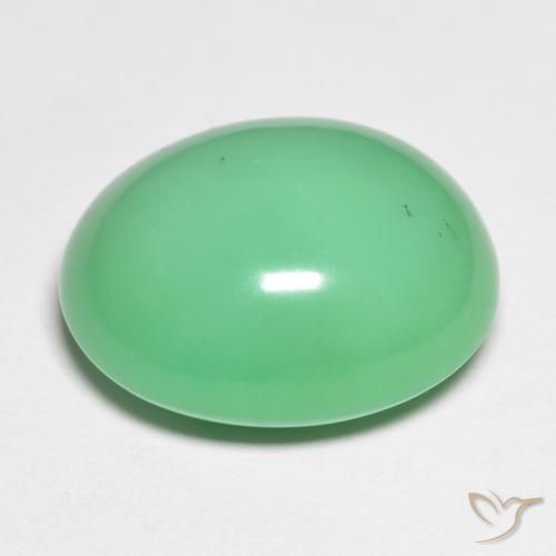 15.90캐럿 천연 라이트 샴록 그린 크리소프레이즈, 타원형 컷, 17.8×14.4 mm, 불투명체