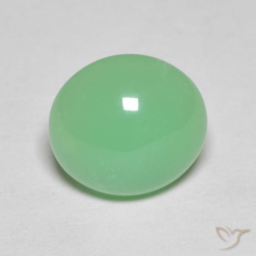 3.59ct 자연스러운 연한 초록색 크리소프레이즈, 타원형, 불투명체