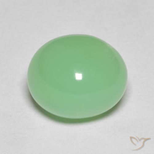 4.85캐럿 천연 라이트 샴록 그린 크리소프레이즈, 타원형 컷, 11.1×9.5 mm, 불투명체