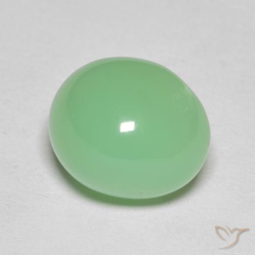 4.85캐럿 천연 라이트 샴록 그린 크리소프레이즈, 타원형 컷, 11.1×9.5 mm, 불투명체
