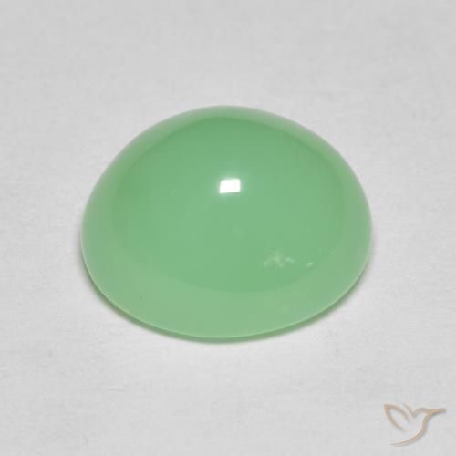 4.85캐럿 천연 라이트 샴록 그린 크리소프레이즈, 타원형 컷, 11.1×9.5 mm, 불투명체