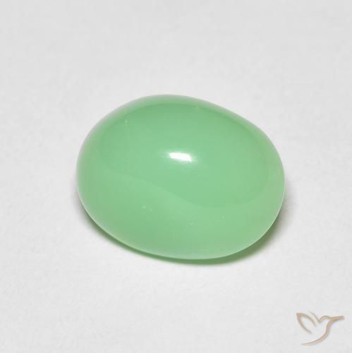 4.08ct 자연스러운 연한 초록색 크리소프레이즈, 타원형, 불투명체