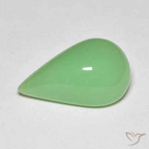 6.89캐럿 천연 옐로우 그린 크리소프레이즈, 배 모양, 17×10.3 mm, 불투명체