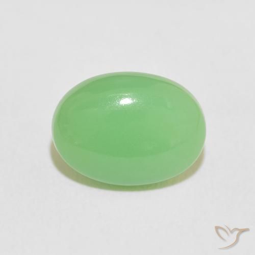 4.06ct 자연스러운 황록색 크리소프레이즈, 타원형, 불투명체