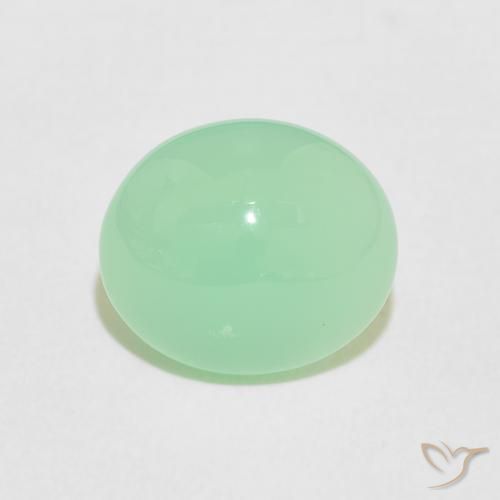 2.98ct 자연스러운 라이트 펀 그린 크리소프레이즈, 타원형, 불투명체