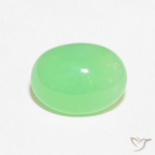 3.02ct 자연스러운 연한 초록색 크리소프레이즈, 타원형, 불투명체