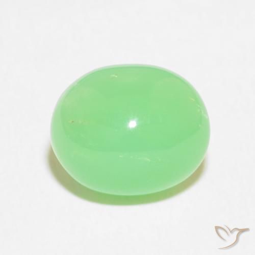 3.47ct 자연스러운 옅은 황록색 크리소프레이즈, 타원형, 불투명체