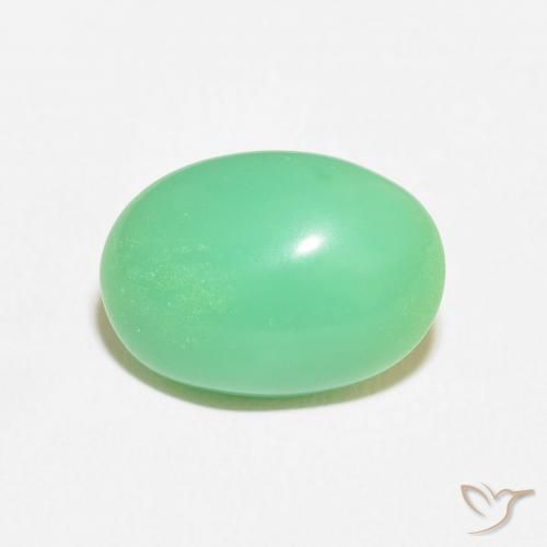 7.44ct 자연스러운 옅은 황록색 크리소프레이즈, 타원형, 불투명체