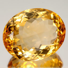 28.14캐럿 천연 골든 옐로우 시트린, 타원형 컷, 21.3×17.2 mm, VVS