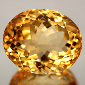 27.06캐럿 천연 골든 오렌지 시트린, 타원형 컷, 19.9×16.4 mm, VVS