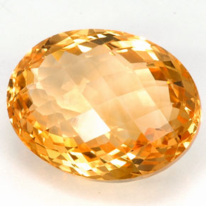 26.61캐럿 천연 골든 옐로우 시트린, 타원형 컷, 21.9×16.9 mm, VVS