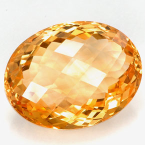 26.61캐럿 천연 골든 옐로우 시트린, 타원형 컷, 21.9×16.9 mm, VVS
