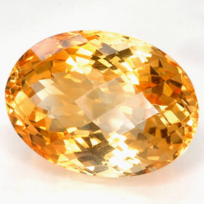 25.65캐럿 천연 골든 옐로우 시트린, 타원형 컷, 21.7×15.9 mm, VVS