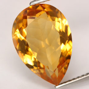 4.50캐럿 천연 골든 옐로우 시트린, 배 모양, 14.3×9.9 mm, IF