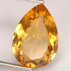 4.50캐럿 천연 골든 옐로우 시트린, 배 모양, 14.3×9.9 mm, IF