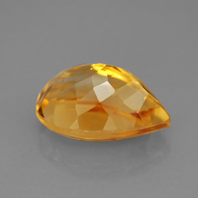 5.82캐럿 천연 골든 옐로우 시트린, 배 모양, 14.2×10 mm, VVS