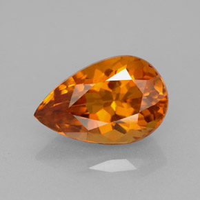3.28캐럿 천연 옐로우 오렌지 시트린, 배 모양, 12.5×8.1 mm, VS