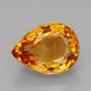 3.25캐럿 천연 옐로우 오렌지 시트린, 배 모양, 11×8.2 mm, VVS