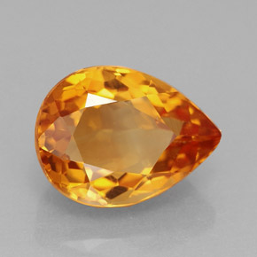 3.25캐럿 천연 옐로우 오렌지 시트린, 배 모양, 11×8.2 mm, VVS