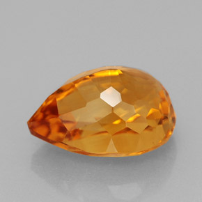3.25캐럿 천연 옐로우 오렌지 시트린, 배 모양, 11×8.2 mm, VVS