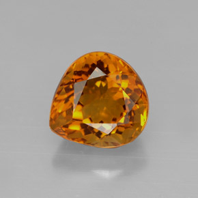 3.16캐럿 천연 옐로우 오렌지 시트린, 배 모양, 9.6×9.1 mm, VVS