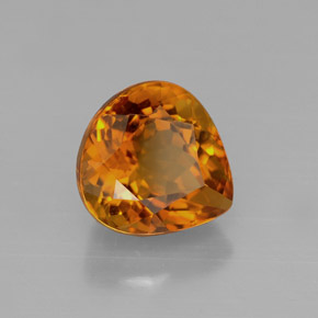 3.16캐럿 천연 옐로우 오렌지 시트린, 배 모양, 9.6×9.1 mm, VVS