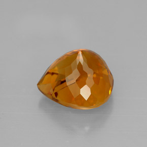 3.16캐럿 천연 옐로우 오렌지 시트린, 배 모양, 9.6×9.1 mm, VVS