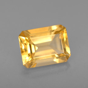 1.95캐럿 천연 골든 옐로우 시트린, 에메랄드 컷, 8.8×6.8 mm, VS