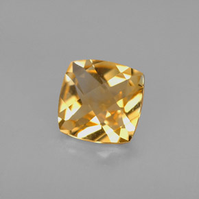 1.30캐럿 천연 골든 옐로우 시트린, 쿠션 컷, 7.1×7 mm, VVS