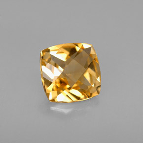 1.30캐럿 천연 골든 옐로우 시트린, 쿠션 컷, 7.1×7 mm, VVS